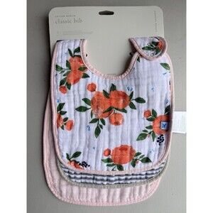 Little Unicorn Cotton Muslin Bib Set of 3 Floral Stripes Solid | Brand New